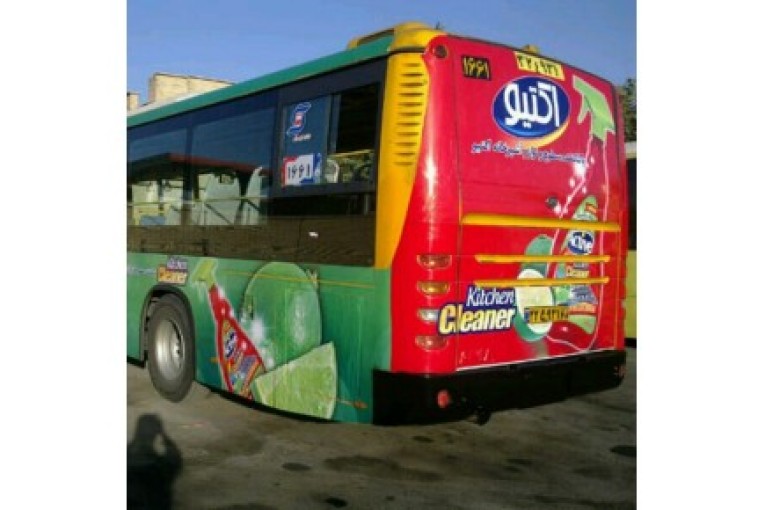 تبلیغات روی اتوبوس در شاهرود